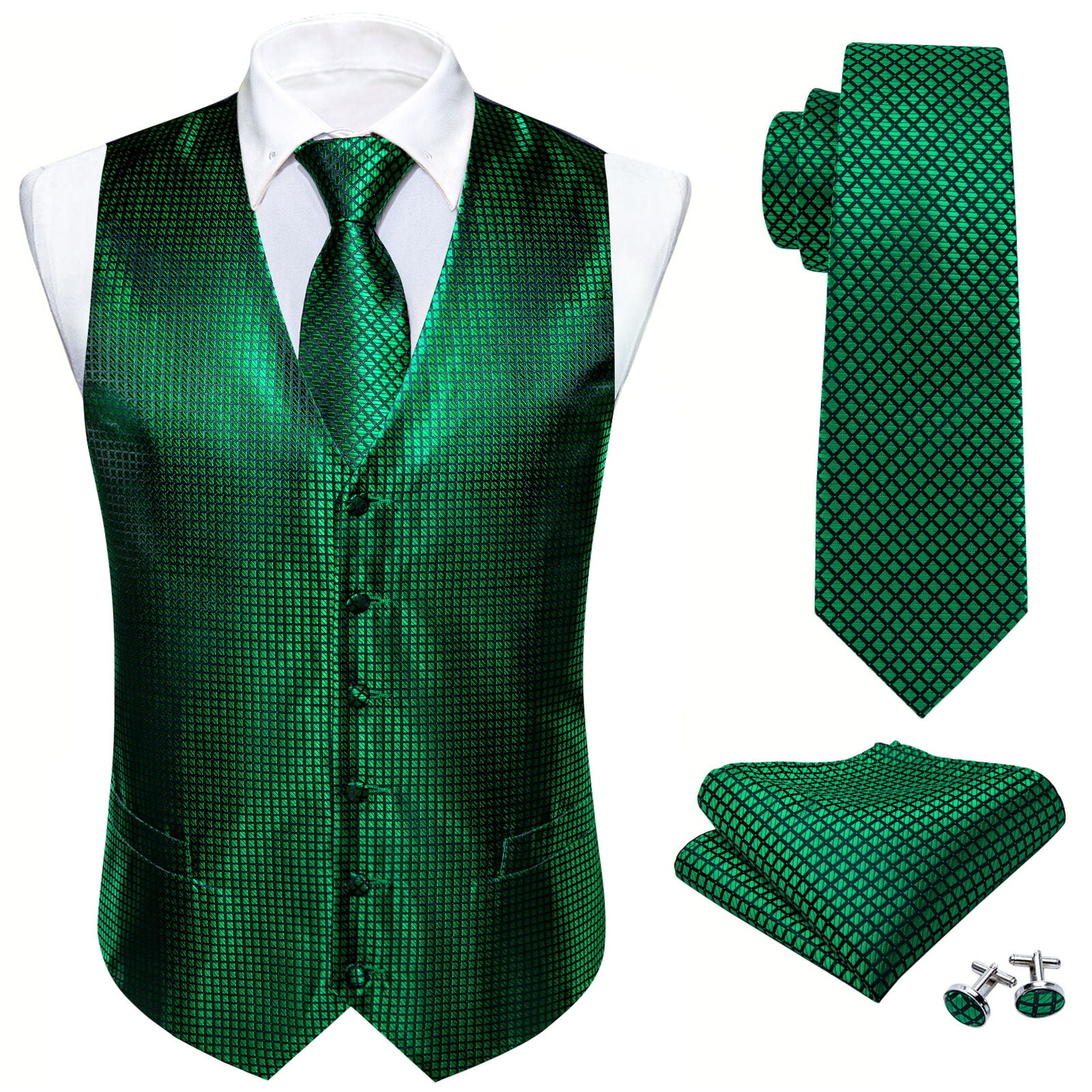 Men's Solid Royal Big and Tall Waist coat & Tie