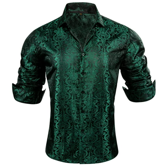 Barry Wang Men's Paisley Design Woven Silk Dress Shirt, 1 Count