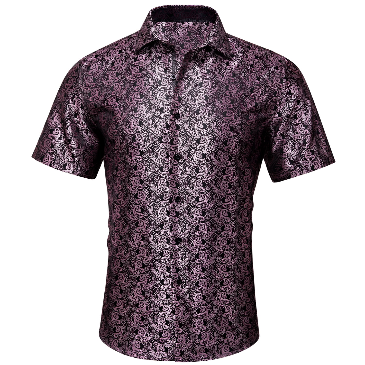 Barry.Wang Men's Shiny Holiday Party Dress Shirt - Long Sleeve, Print Button-Down, Regular Fit - View #5