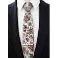 thumbnail image 1 of Barry.Wang Men's Cotton Ties Flower 3.15" Necktie Rust Printed Skinny Tie Sets Clip Extra Long Flower Wedding Party, 1 of 7