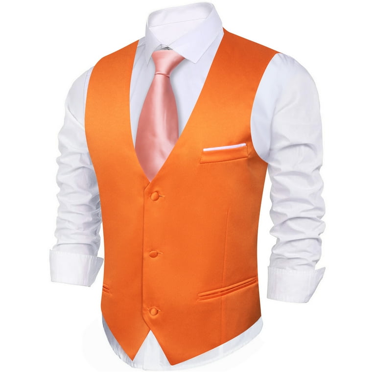 Barry Wang Men's Solid V-Neck Suit Vest, Lightweight Polyester