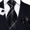 thumbnail image 1 of Barry.Wang Men's Ties Formal Stripe Necktie Set with Handkerchief Cufflink Silk Woven, 1 of 9