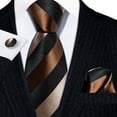 thumbnail image 1 of Barry.Wang Men's Ties Formal Stripe Necktie Set with Handkerchief Cufflink Silk Woven, 1 of 5