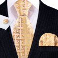 thumbnail image 1 of Barry.Wang Men's Ties Formal Stripe Necktie Set with Handkerchief Cufflink Silk Woven, 1 of 3