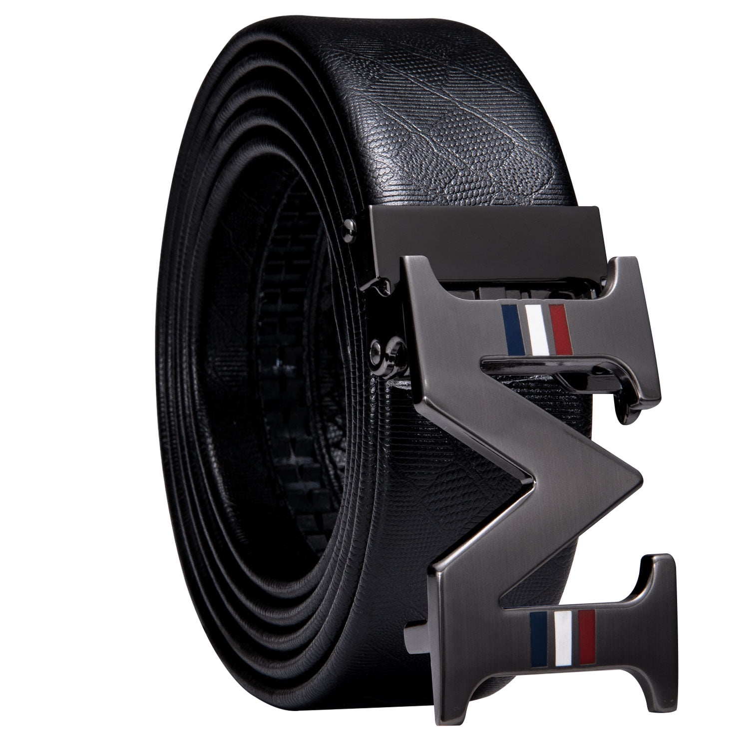 Barry.Wang Mens Belt Designer M Black Automatic Buckle Alloy 