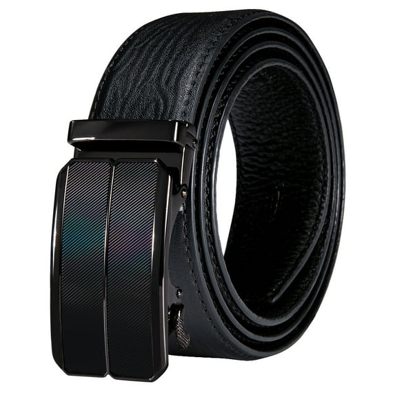Barry.Wang Mens Ratchet Belt Genuine Leather Belts Automatic Buckle Alloy Gift Set for Men