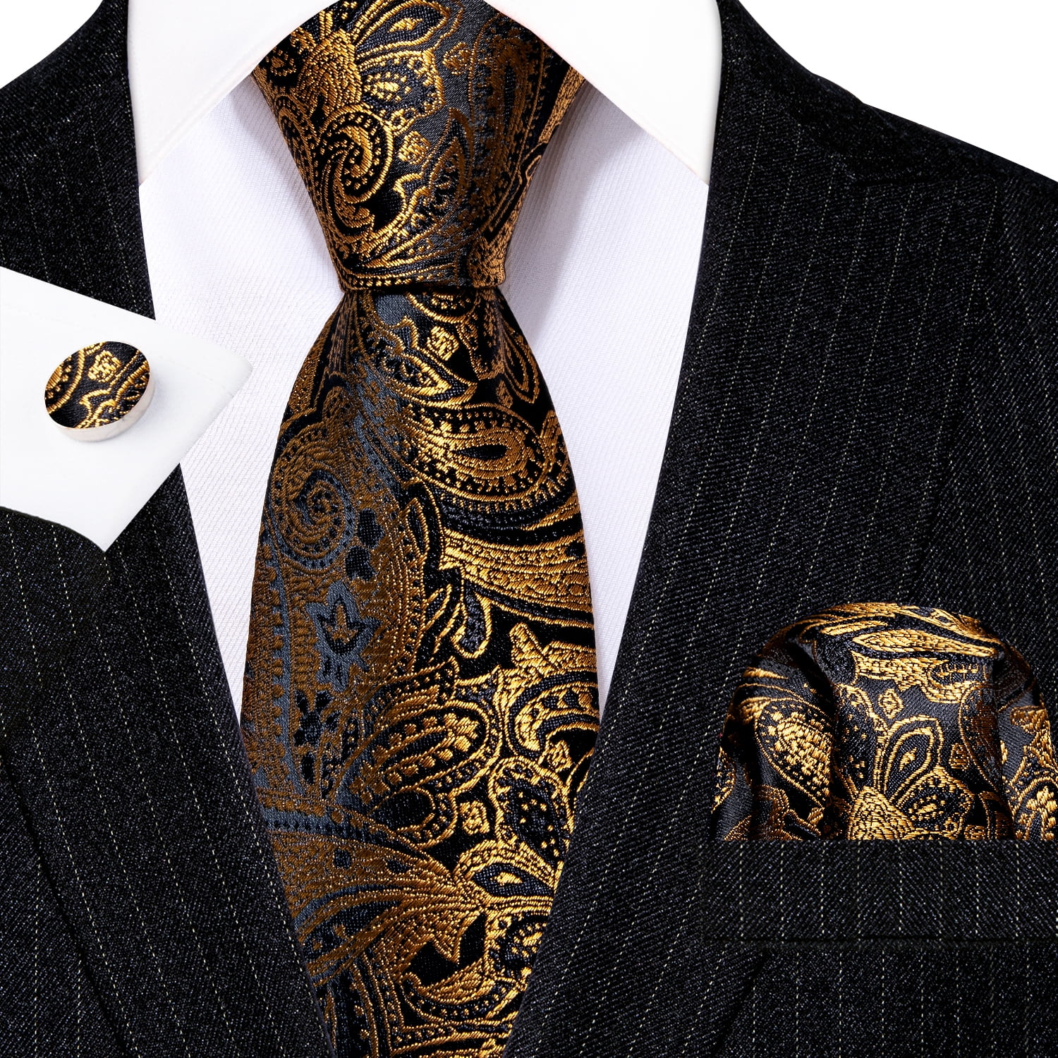 Gold Black Paisley