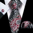 thumbnail image 1 of Barry.Wang Paisley Ties for Men Flower Silk Necktie Set with Handkerchief Cufflinks Wedding Party Business, 1 of 6
