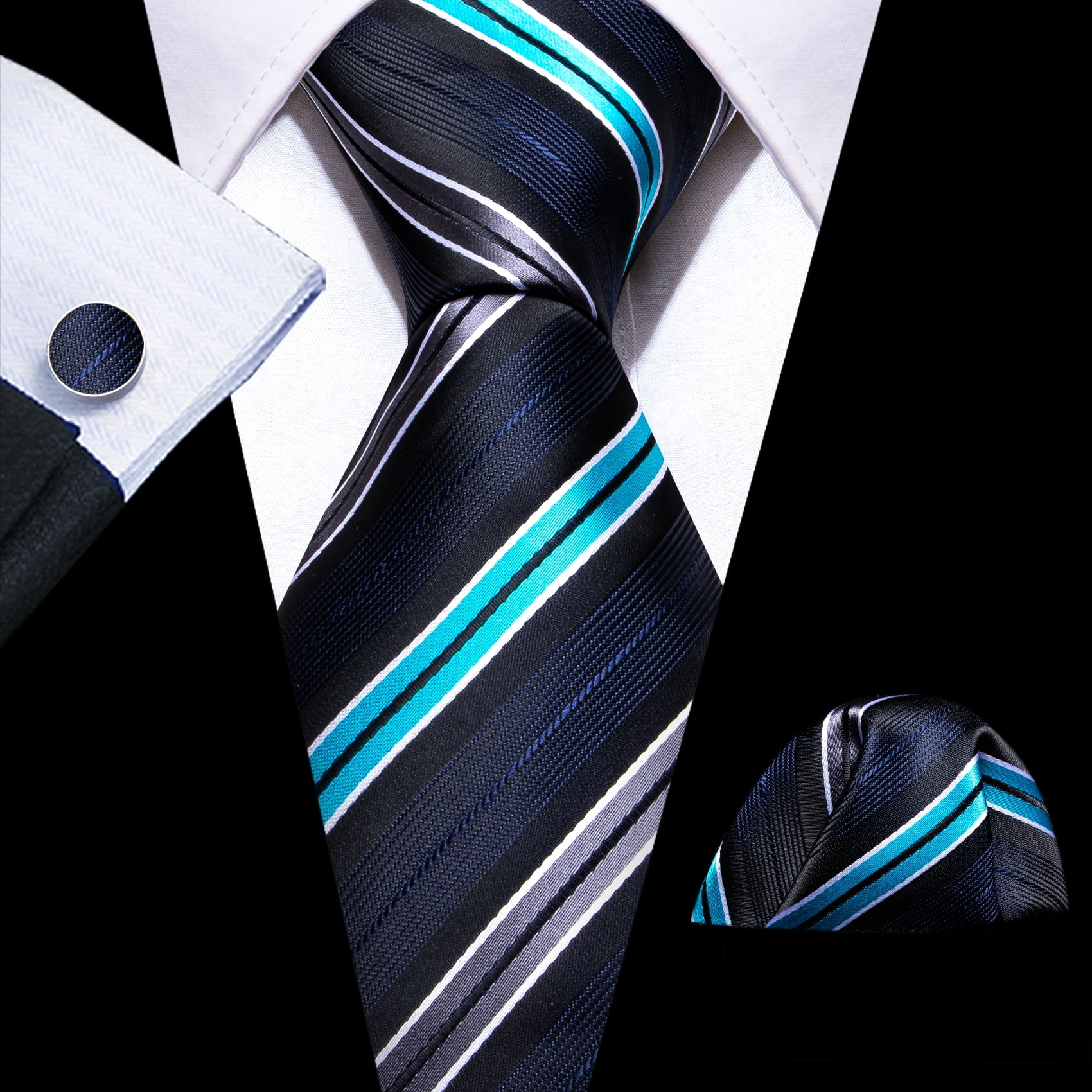 JEMYGINS Men's Paisley Tie Set – Necktie, Pocket Square, Lapel Pin, Tie Clip, 4-Piece Business Casual