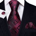thumbnail image 1 of Barry.Wang Stripe Ties for Men Set Pocket Square Cufflinks Check Necktie Set Formal Silk, 1 of 2