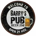 thumbnail image 1 of Barry's Pub 14" Round Metal Sign Beer Bar Black Wall Decor Gift 100140039125, 1 of 1