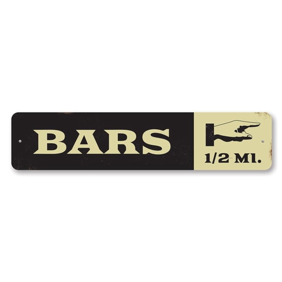 Bars Pointing Hand Mileage Sign, Destination Distance Sign, Custom Location Mile Arrow Aluminum Sign - 4x18 inches