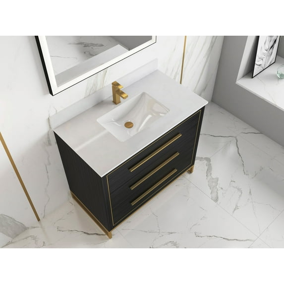 Barsalona Collaction Bathroom Vanity Dawn grey finish , Golden Brass Hardware