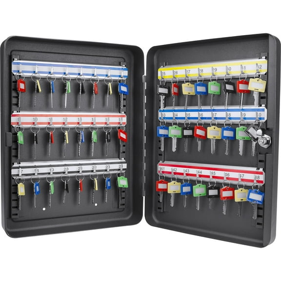 Barska 48-Position Key Cabinet Lock Box - Wall Mount with Key Lock, Adjustable Numbered Hooks & Color-Coded Key Tags for Home, Office, or Business CA2