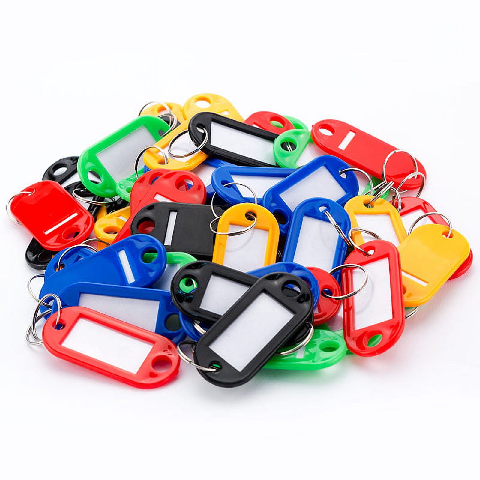 Assorted Color-Coded Key Tags with Paper Inserts, 50-Pack