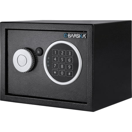 Barska - Digital Keypad Home & Office Steel Security Safe Lock Box with Deadbolts - 0.22 Cu Ft Compact - Black