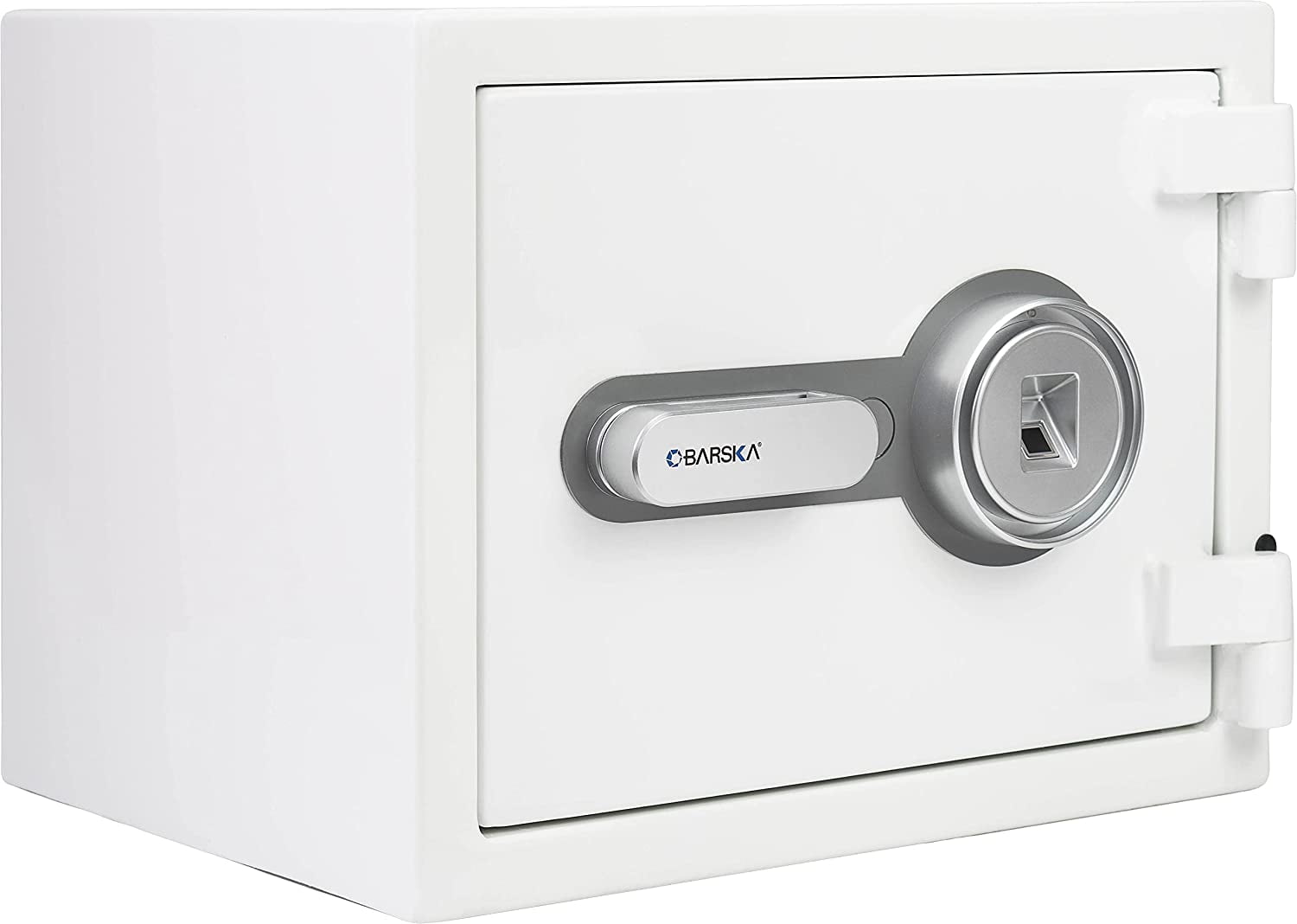 Compact White Steel Biometric Fireproof Safe with Backup Key