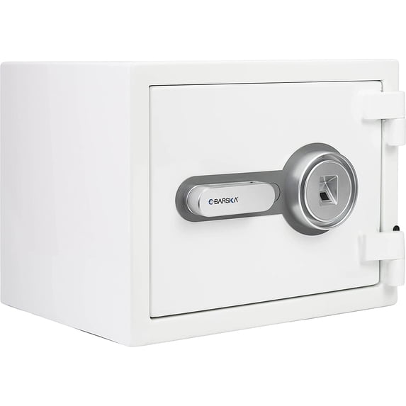 Barska Fire Resistant Security Safe, Compact Biometric, 0.75 Cu, White, Medium
