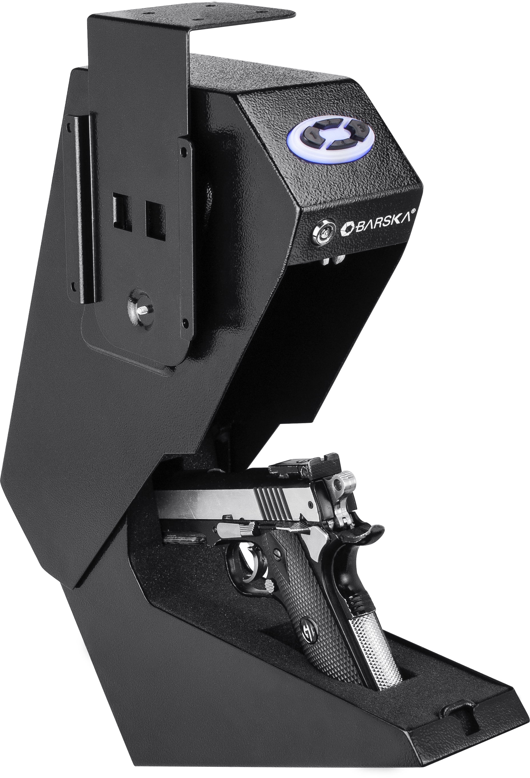 Barska Handgun Safe, Quick Access, Steel Construction, Pistol Desk Drawer Security Box