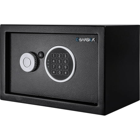 Barska - 0.41 Cu Ft Digital Keypad Security Safe-Compact Steel Lock Box with Deadbolts - Black