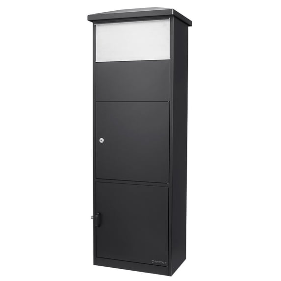 Barska MPB-600 Black Steel Locking Mailbox, Large Stainless Steel Door