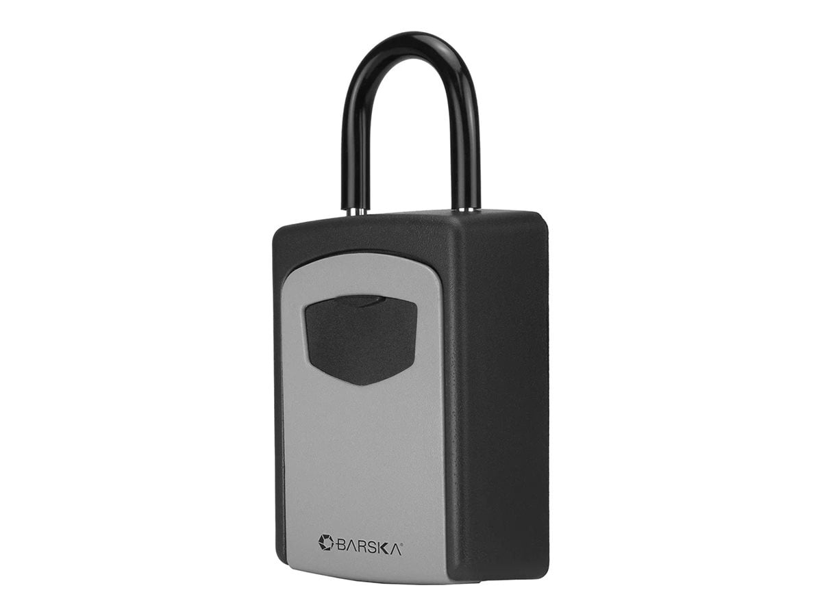 Gray and Black Steel Combination Key Lock Box with Door Hanger
