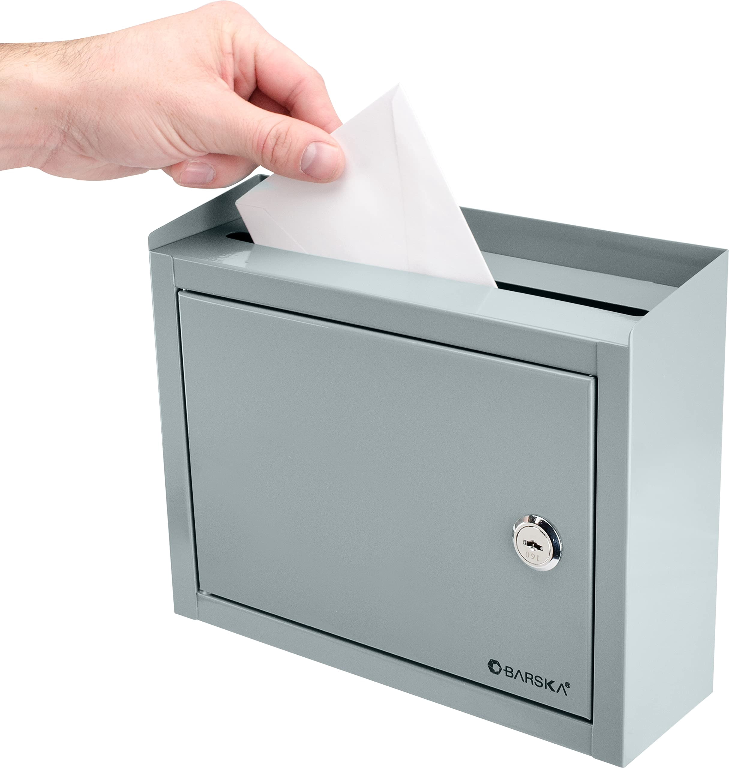 Barska Wall Mount Multi-Purpose Locking Mail Suggestion Drop Box with Key Lock for Home Office Classroom CA2