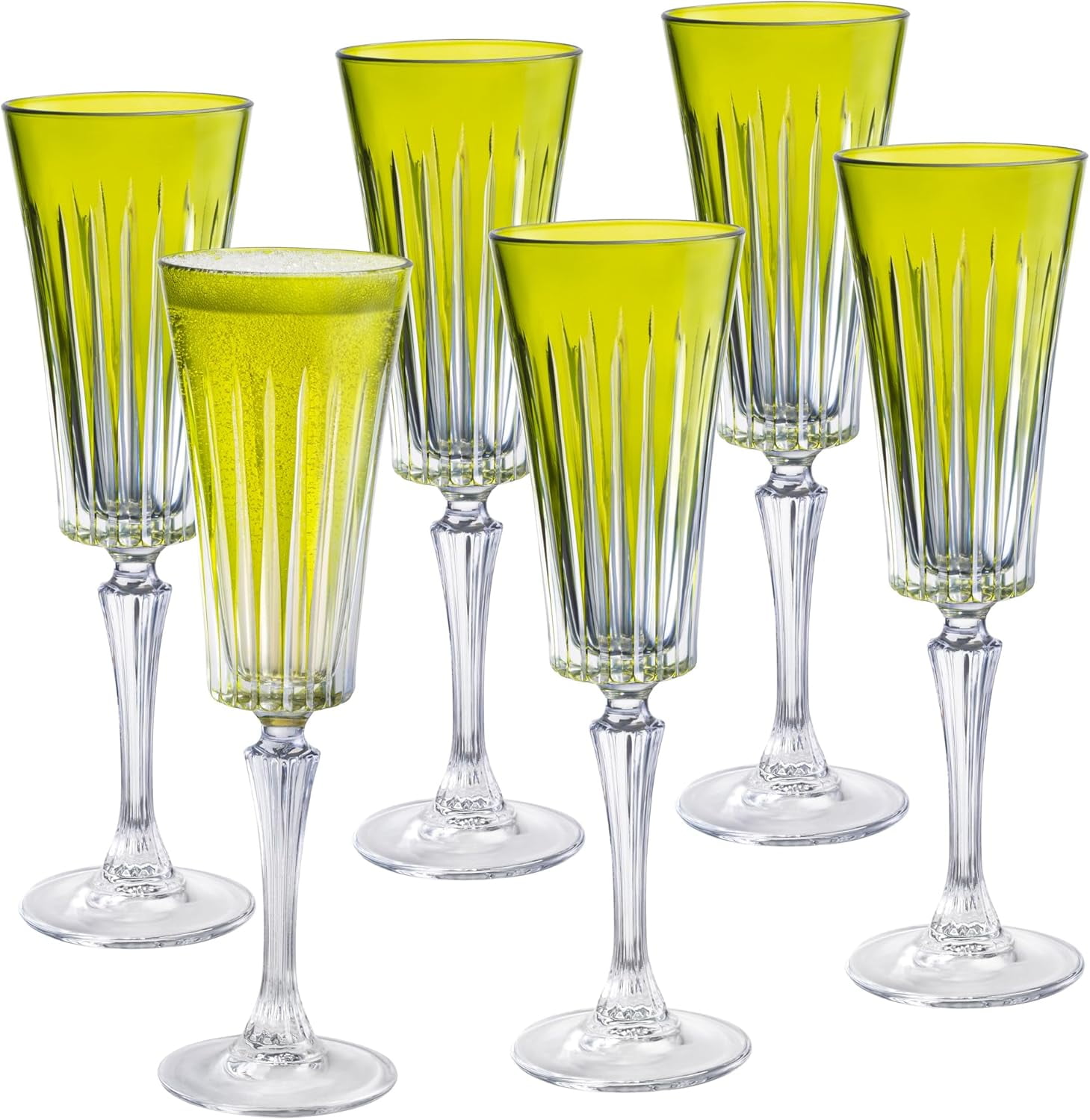 Barski Cobalt Blue Champagne Flute Glasses - Set Of 6, 7 Oz, Hand Blown In Europe, Gift Boxed