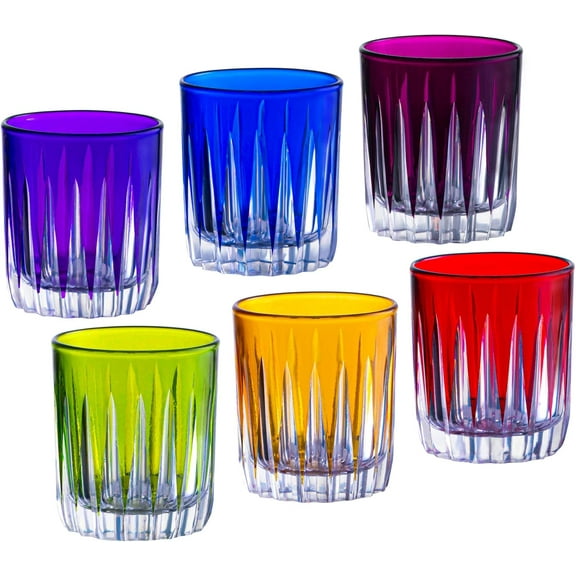 Barski Colored Shot Glass - Liquor Glasses - Set of 6 Elegant Assorted Colored Shot Glassware - Use for Vodka, Tequila, Whiskey, Bourbon, Spirits & Liquors - Each Glass is 2.6 oz., Made in Europe