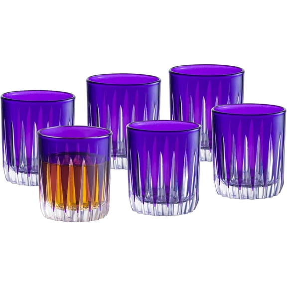 Barski Colored Shot Glass - Purple Liquor Glasses - Set of 6 Elegant Colored Shot Glassware - Use for Vodka, Tequila, Whiskey, Bourbon, Spirits & Liquors - Each Glass is 2.6 oz., Made in Europe