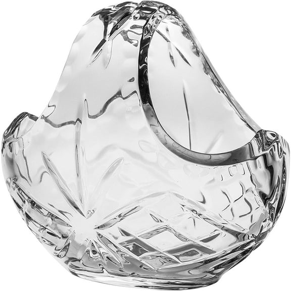 Barski Clear Basket - Bowl - Hand Cut Crystal - Beautiful Accent Piece - for Nuts - Candies - 6" Long - Made in Europe