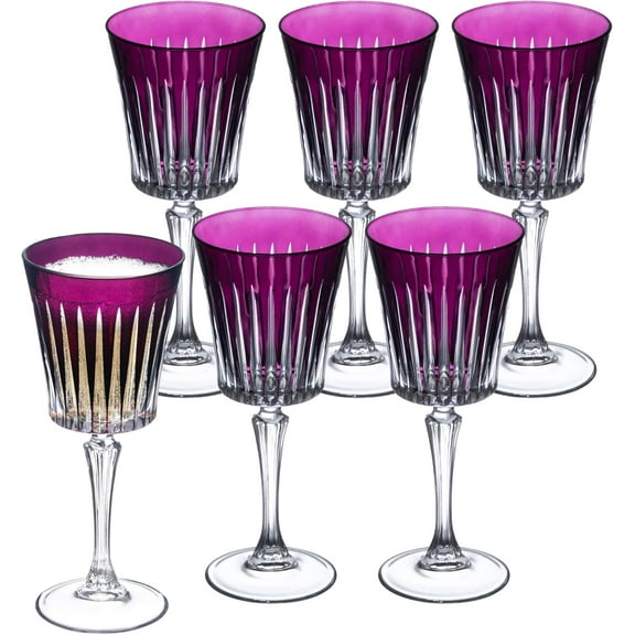 Barski European Colored Wine Glasses - Set of 6 Wine Goblets for Red Wine or White Wine - Elegant Colored Glassware Water Goblets - Gift Ready Colored Stemware, Colorful Wine Glasses, 10 oz, Amethyst