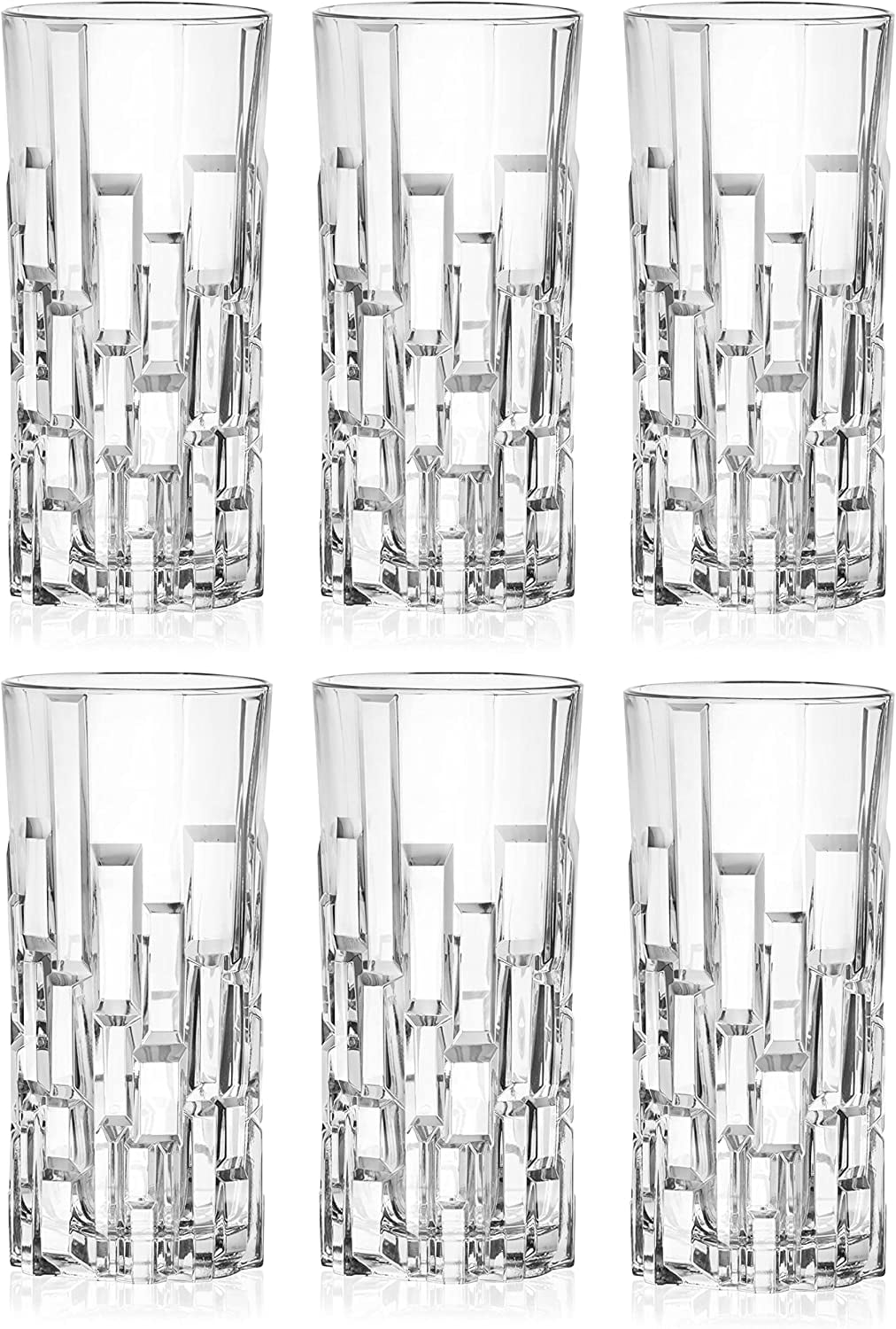 Bicchieri Highball In Cristallo Barski - Set Da 6, Lavabili In Lavastoviglie, Per Cocktail, Acqua, Vino, Regalo Elegante