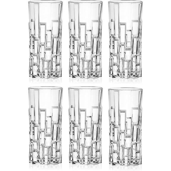 Barski European Crystal Highball Glasses - Dishwasher Safe Glasses for Water, Juice, Wine, Beer & Cocktails - Suitable for Daily Use & Special Occasions, Ideal Gift, Set of 6-11.6 oz