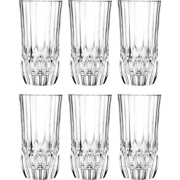Barski European Crystal Highball Glasses - Dishwasher Safe Glasses for Water, Juice, Wine, Beer & Cocktails - Suitable for Daily Use & Special Occasions, Ideal Gift, Set of 6-13.5 oz