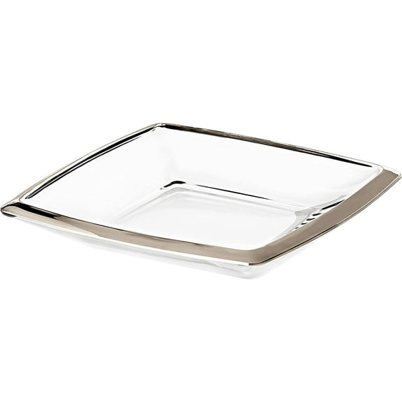 Barski - European Glass - 11" Diameter - Serving Tray - Platter - with Platinum Rim - Made in Europe