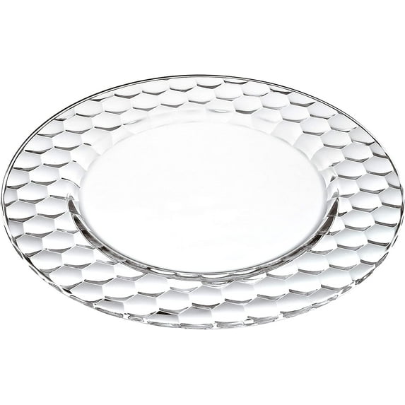 Barski - European - Glass - Designed Border - Clear - Charger - Plate - 12.5" Diameter - Made in Europe - Set of 2