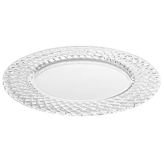 Barski - European - Glass - Designed Border - Clear - Charger - Plate - 12.5" Diameter - Made in Europe - Set of 2