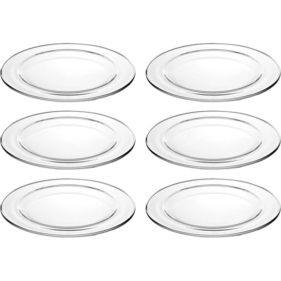 Barski - European -Glass - Dinner - Round - Plate - Artistically Designed - 11" Diameter - Set Of 6 - Made in Europe