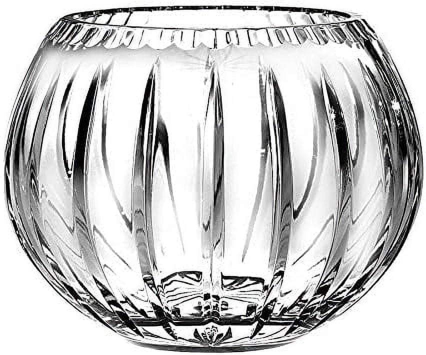 Barski 5-Inch Hand Cut Lead-Free Crystal Rose Bowl Vase - European Mouth-Blown Decorative Bowl
