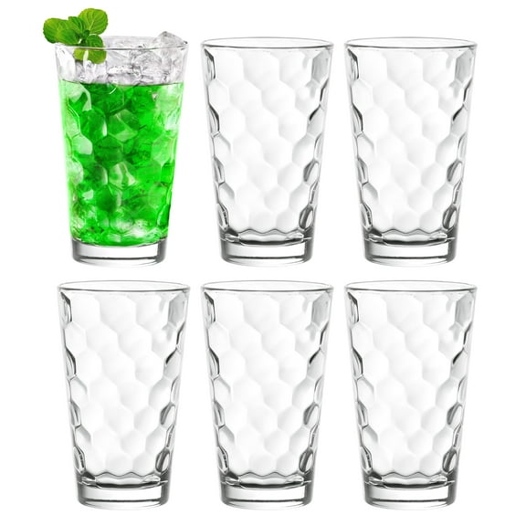 Barski - European - High Quality Glass - Hiball - Artistically Designed - 13.5oz. - Set of 6 - Made in Europe