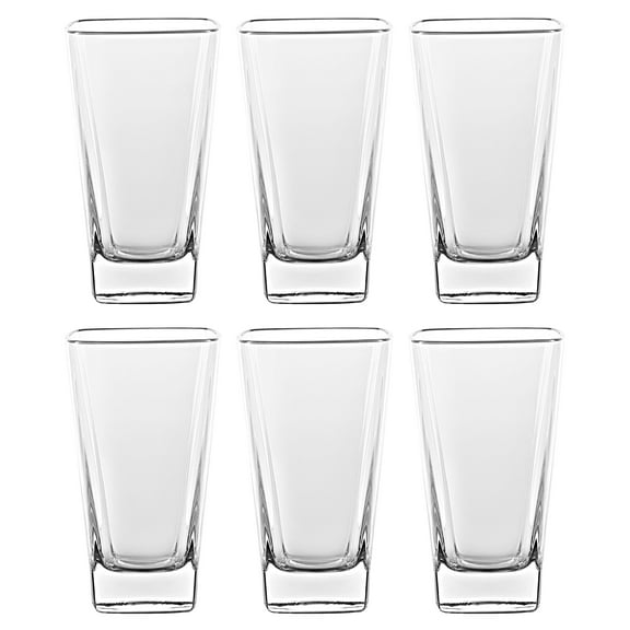 Barski - European - High Quality Glass - Hiball - Square - Artistically Designed - 13.5oz. - Set of 6 - Made in Europe