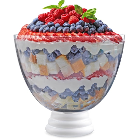 Barski - European Quality - Glass - 9.4" Diameter - Footed Bowl - with Opal (White) - Foot - Made in Europe