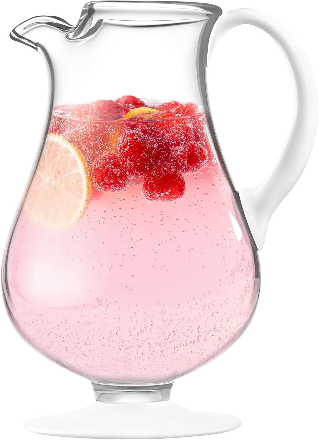 Barski - European Quality - Glass - Footed Glass Pitcher with Opal (white) Handle and Opal (white) Base - With Spout and Ice Lip - 9.75" Height - 78 oz. Liquid Capacity - Made in Europe