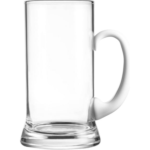 Barski - European Quality - Handmade Glass - Large Clear Beer Mug/Tankard - with Base - with Opal (White) Handle - 24 oz. - Made in Europe