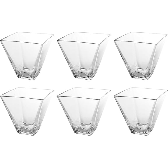 Barski Glass -Set of 6 - Square - Dessert - Bowl Set - 3.5 oz. - Classic Clear - for Fruit - Sorbet - Ice Cream - Candy - Chocolate - Made in Europe