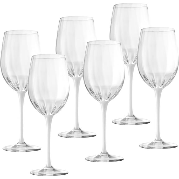 Barski Goblet - Red Wine Glass - Crystal Glass - Water Glass - White Stem - Stemmed Glasses - Set of 6 Goblets - 18 oz Made in Europe