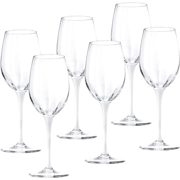 Barski Goblet - White Wine Glass -Crystal Glass - Water Glass - White Stem - Stemmed Glasses - Set of 6 Goblets - 14 oz Made in Europe