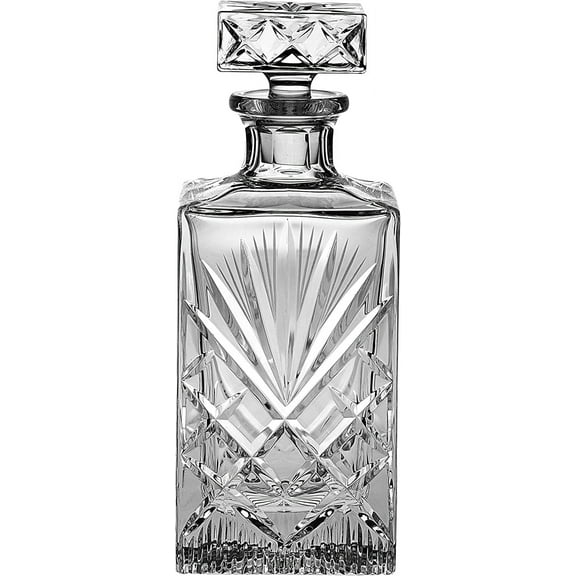 Barski - Hand Cut - Mouth Blown - Crystal - Whiskey - Square Decanter - 25 oz. - Made in Europe