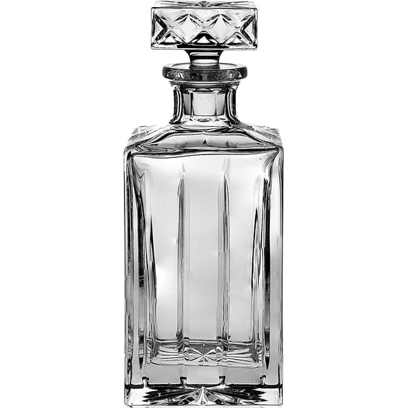 Barski - Hand Cut - Mouth Blown - Crystal - Whiskey - Square Decanter - 25 oz. - Made in Europe